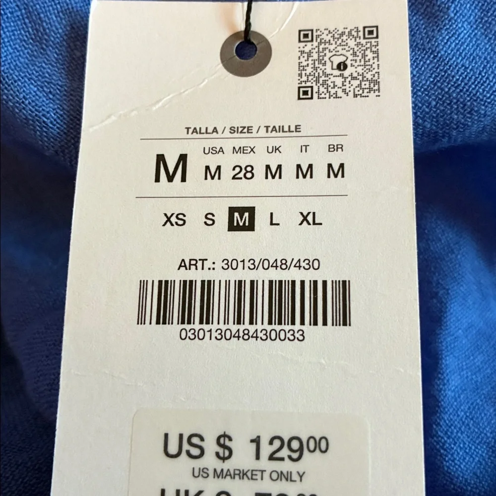 NWT Zara Blue Strappy V-Neck Midi Dress